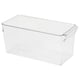 KLIPPKAKTUS clear plastic fridge storage box. Transparent, rectangular, durable, stackable design for organized fridge storage.