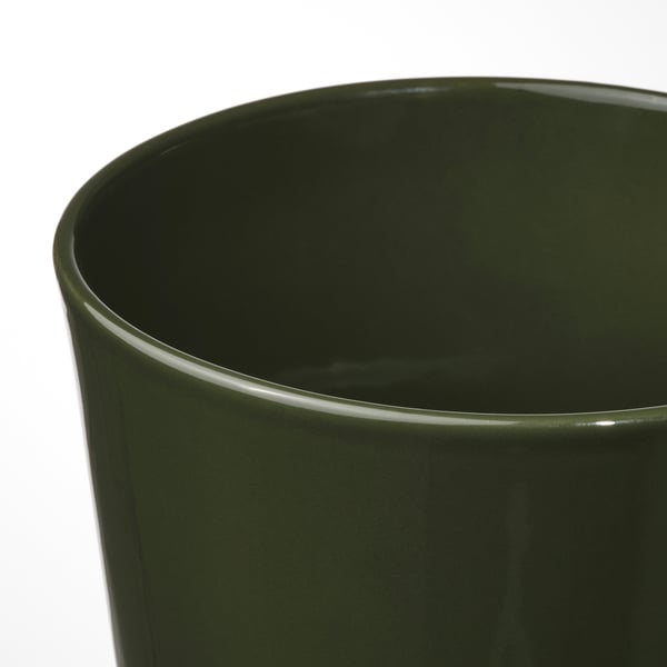 Dark green pots with glossy finish.