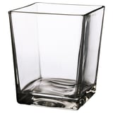 KLOTTRIG clear glass square vase, sleek and modern design.