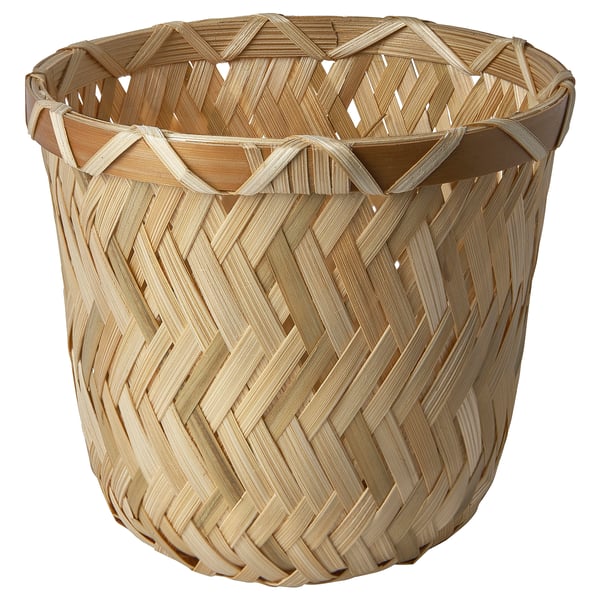 KLYNNON wicker basket, beige, round, woven design, natural material.