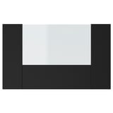 Black rectangular drawer front, simple modern design with glass panel.