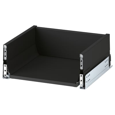 KNIVSHULT black kitchen drawer, sleek dark finish, metal runners, rectangular shape, modern design.