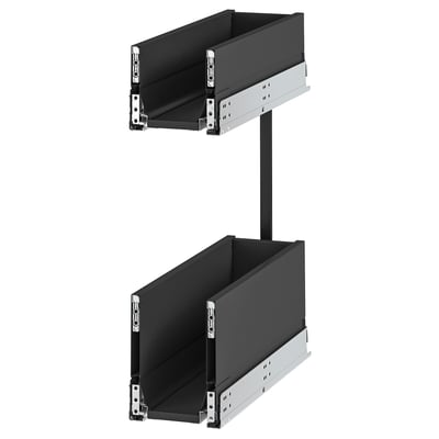 KNIVSHULT dark pull-out drawer, steel, rectangular, sleek design, self-closing with smooth runners.
