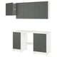 Option: Modern kitchen setup: KNOXHULT, gray & white, drawers & cabinets with marble top.