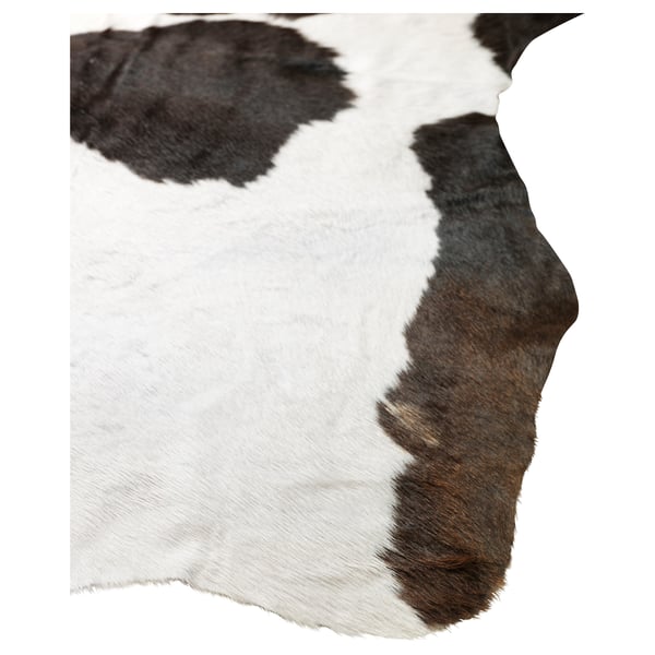 KOLDBY cowhide rug, white-brown, natural leather, irregular shape, unique pattern.