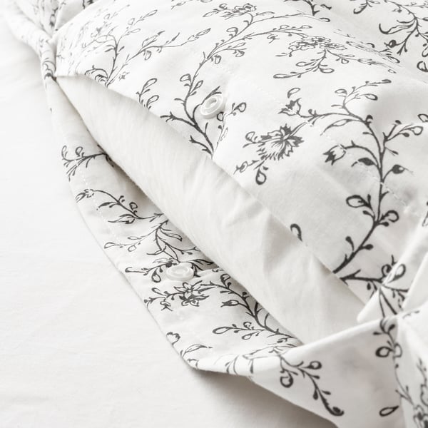 KOPPARRANKA Duvet cover and 2 pillowcases, white/dark grey, cm - IKEA