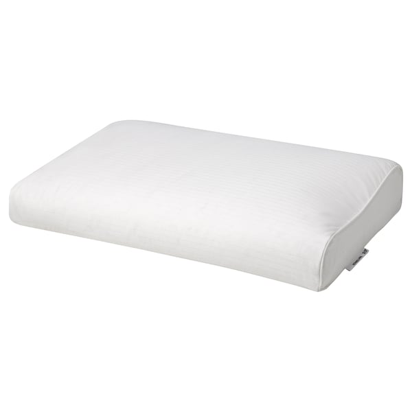 KORNELLMAL: white, ergonomic pillow with latex core, duck down cover, rectangular shape.