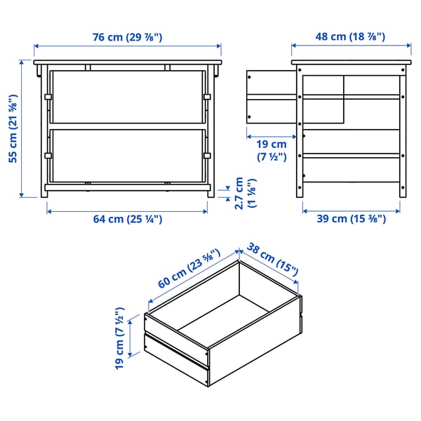 Illustration with measurements for the product: KRONÖREN.