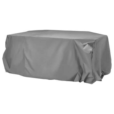 A grey, rectangular KUGGASKÄR cover made from recycled polyester, designed to protect outdoor furniture from weather and dirt.