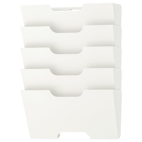 KVISSLE file holder, white, made of steel, with multiple slots for files or magazines.