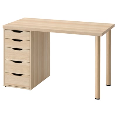 LAGKAPTEN / ALEX Desk, white stained/oak effect, 120x60 cm