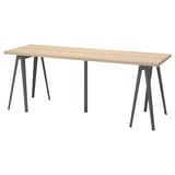 Ikea LAGKAPTEN: light wood, black metal legs, rectangular, minimalist desk.