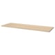A LAGKAPTEN wooden table top in light brown color. Rectangle shape, made from fibreboard and particleboard.