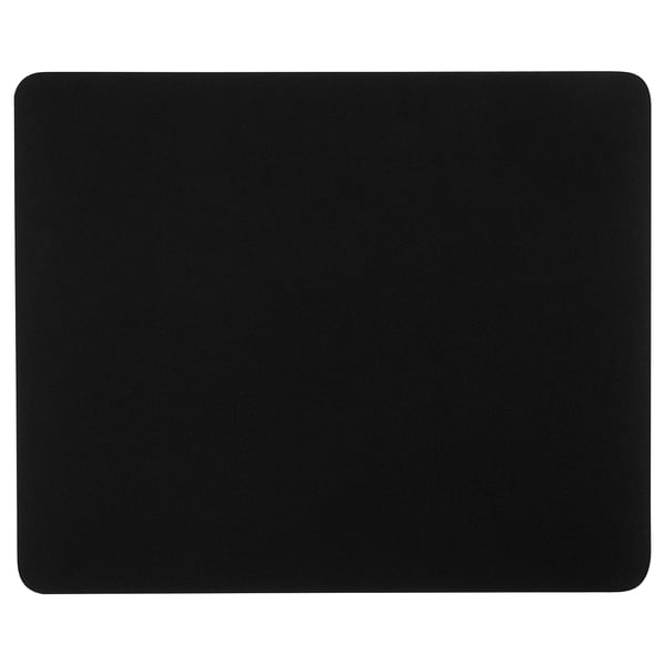 Black LÅNESPELARE mouse pad. Recycled polyester and natural rubber, smooth surface, rounded edges.