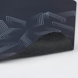 Recycled polyester mouse pad with smooth surface for gaming, non-slip rubber base shown partially.