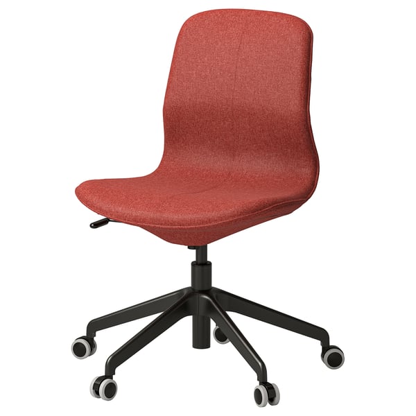 LÅNGFJÄLL office chair, red, fabric seat, adjustable height, swivel casters.