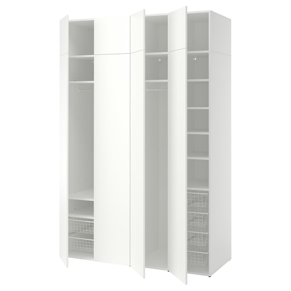 LASTARE Wardrobe combination, white/with height extension unit, 160x62x236 cm