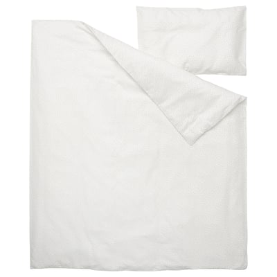 Baby duvet set - white, dotted, sustainable cotton, minimalist design, nursery.