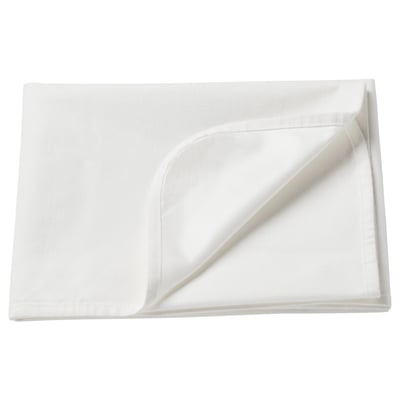 White rectangular mattress protector with cotton top, polyurethane backing, folded display.