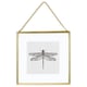LERBODA gold square photo frame with hanging chain, featuring black and white drawing of a dragonfly.