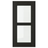 This is a LERHYTTAN black kitchen door with a wooden frame, beveled edges, and tempered glass panel.
