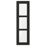A LERHYTTAN black kitchen cabinet door with a wooden frame, bevelled edges, and glass panels.