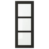 LERHYTTAN black wooden kitchen door with squared glass panels and bevelled edges.