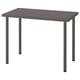 Modern grey rectangular table with metallic legs, ideal for minimalist spaces.
