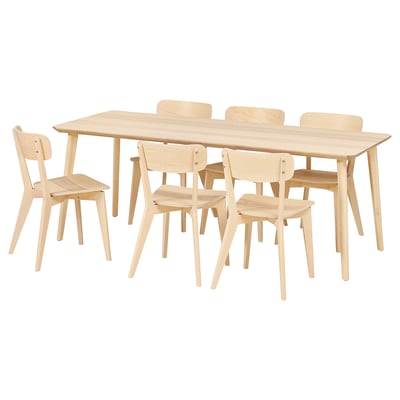 LISABO dining set - ash table & 4 solid wood chairs