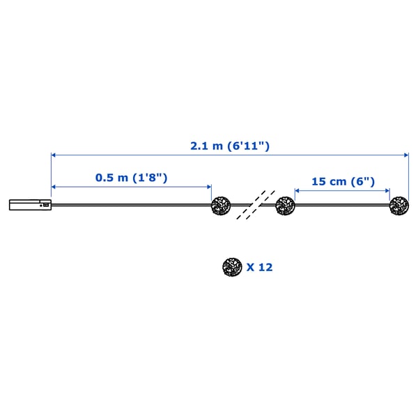 Illustration with measurements for the product: LIVSÅR.