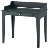LOMMARP desk, dark green, rectangular, simple design, one drawer, four legs.