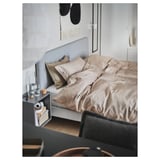 LUKTJASMIN Duvet cover and 2 pillowcases, grey-beige, 240x220/50x60 cm