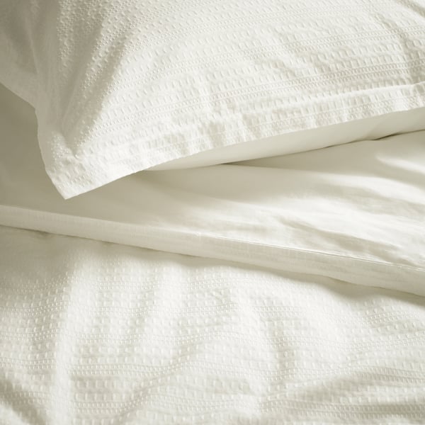 LUKTVICKER Duvet cover and 2 pillowcases, white, 260x220/50x60 cm