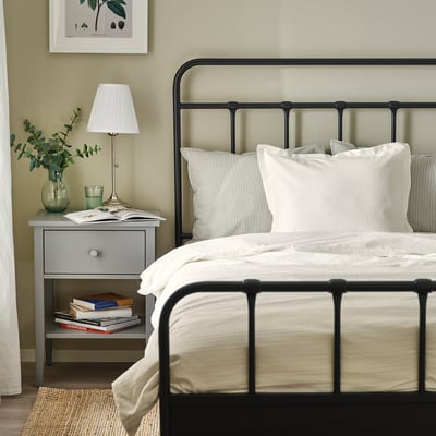 LUKTVICKER Duvet cover and pillowcase, white, 200x220/50x60 cm