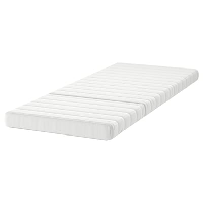 A white lycksele sofa-bed mattress. It is rectangular with a quilted design, suitable for providing comfort and supporting back alignment.