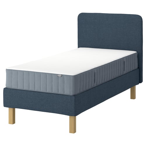 LYNGÖR Divan bed, Valevåg firm/light blue Kilanda dark blue, 90x200 cm