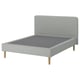 LYNGÖR Slatted mattress base, incl leg and headboard/Tibbleby beige/grey, 160x200 cm