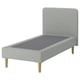 LYNGÖR Slatted mattress base, incl leg and headboard/Tibbleby beige/grey, 90x200 cm