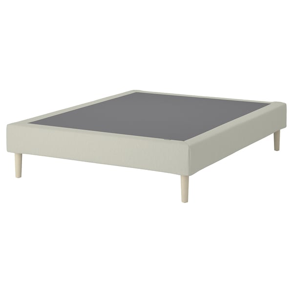 LYNGÖR Slatted mattress base, incl leg/Knisa light beige, 140x200 cm