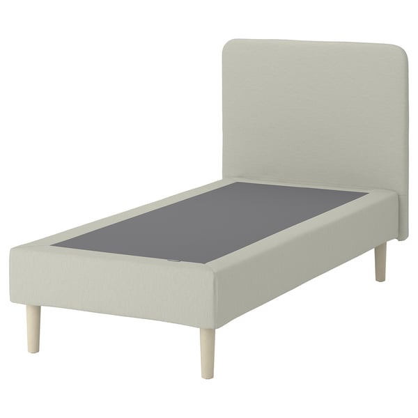 LYNGÖR Spring mattress base, incl leg and headboard/Knisa light beige, 90x200 cm