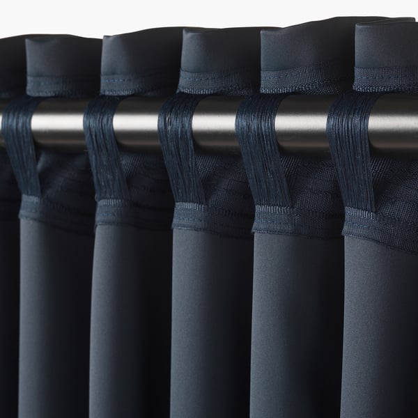 Majgull Block Out Curtains 1 Pair Dark Blue Ikea