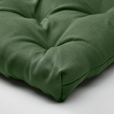 MALINDA green recycled polyester chair pad, square, thick cushioned.