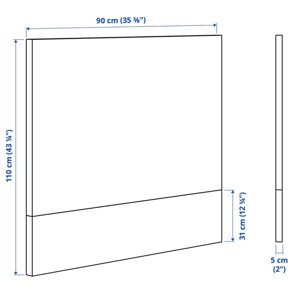 Illustration with measurements for the product: MALM.