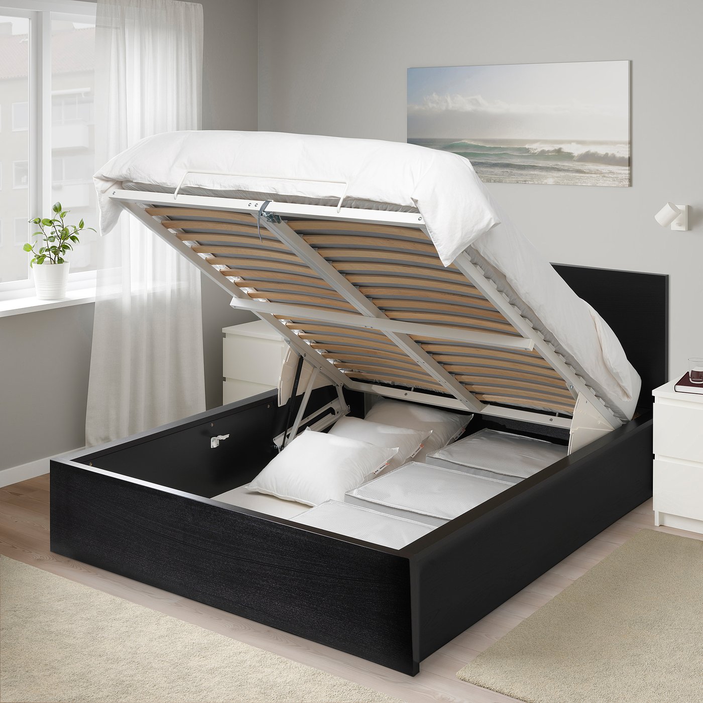 Malm Ottoman Bed Black Brown Ikea