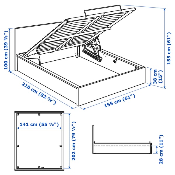 Illustration with measurements for the product: MALM.