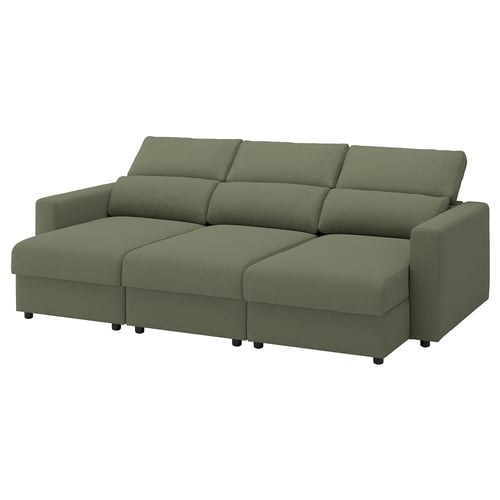 MALMKÖPING 3-seat sofa, with chaise longue/Tibbleby grey-green