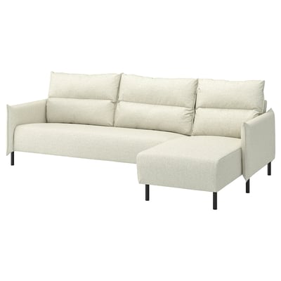 MANNARP 4-seat sofa with chaise longue, Gunnared beige