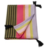 MÄVINN striped throw, multicolored, handwoven cotton, rectangular with tassels.
