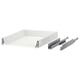 Option: MAXIMERA white drawer set. Steel runners, melamine bottom. Organizes and pulls out fully.