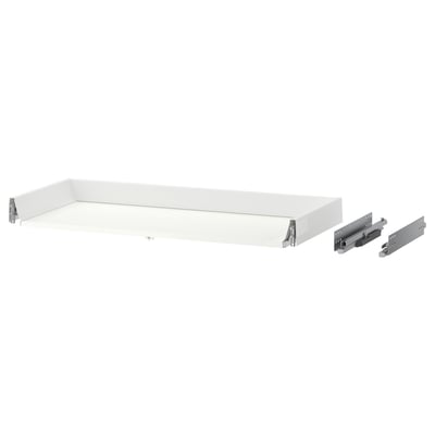 MAXIMERA white drawer, sleek & modern design, made with melamine & steel, includes runners, pulls out fully, closes softly.